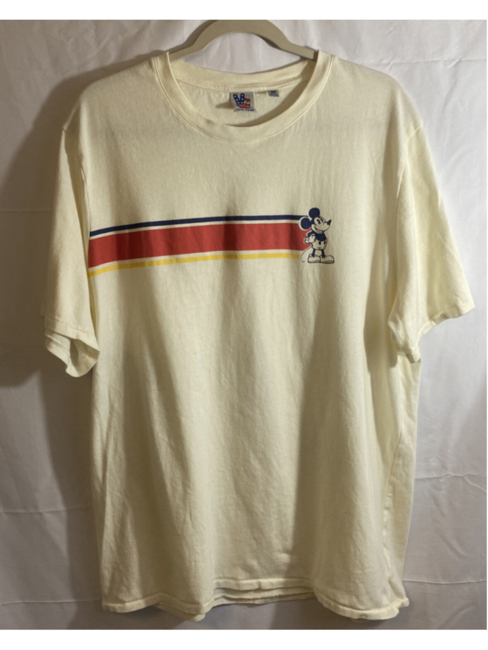 Vintage Mickey Mouse T Shirt 3 Color Stripe Size Large XL